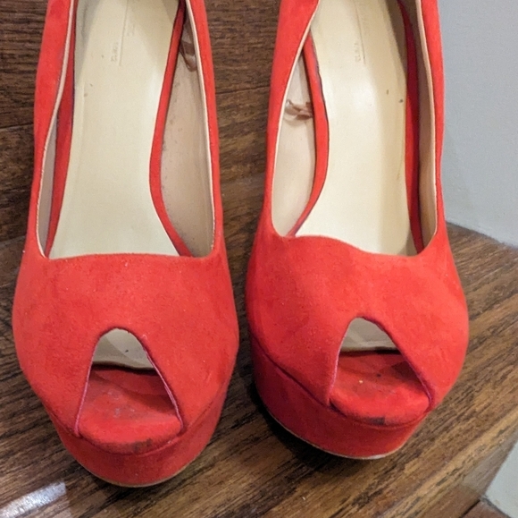 Zara Women Red Platform Heels Size 7 - Picture 11 of 12